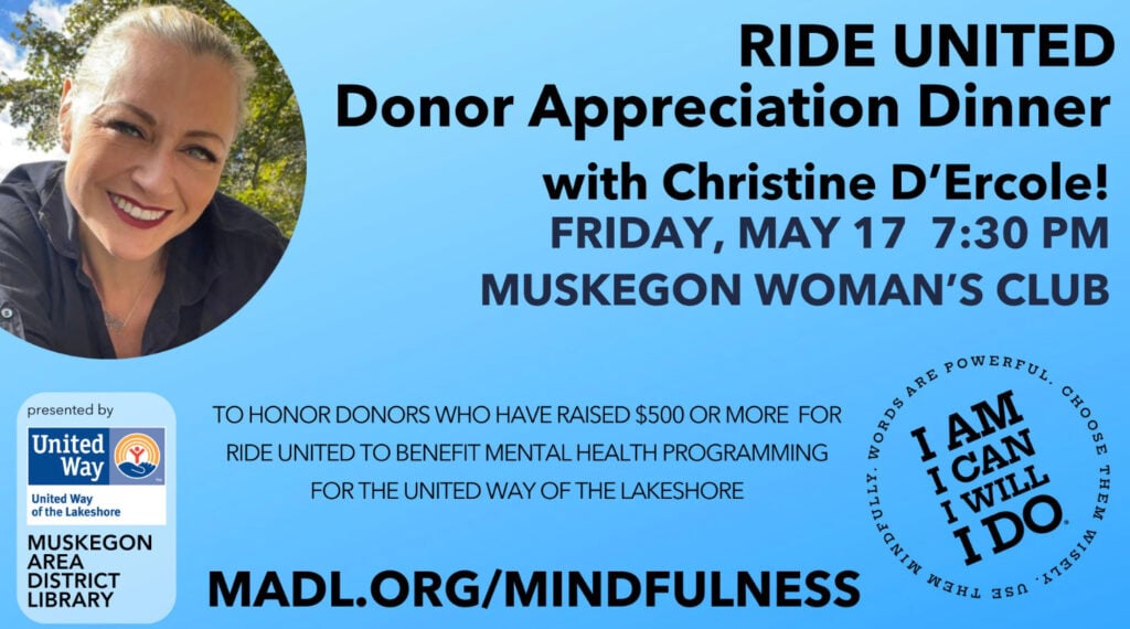 Graphic for United Way event with Christine. Image credit United Way of the Lakeshore.